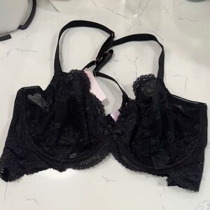 NWT Savage x Fenty Black Lace Underwire Bra with Adjustable Straps. Size 38DDD